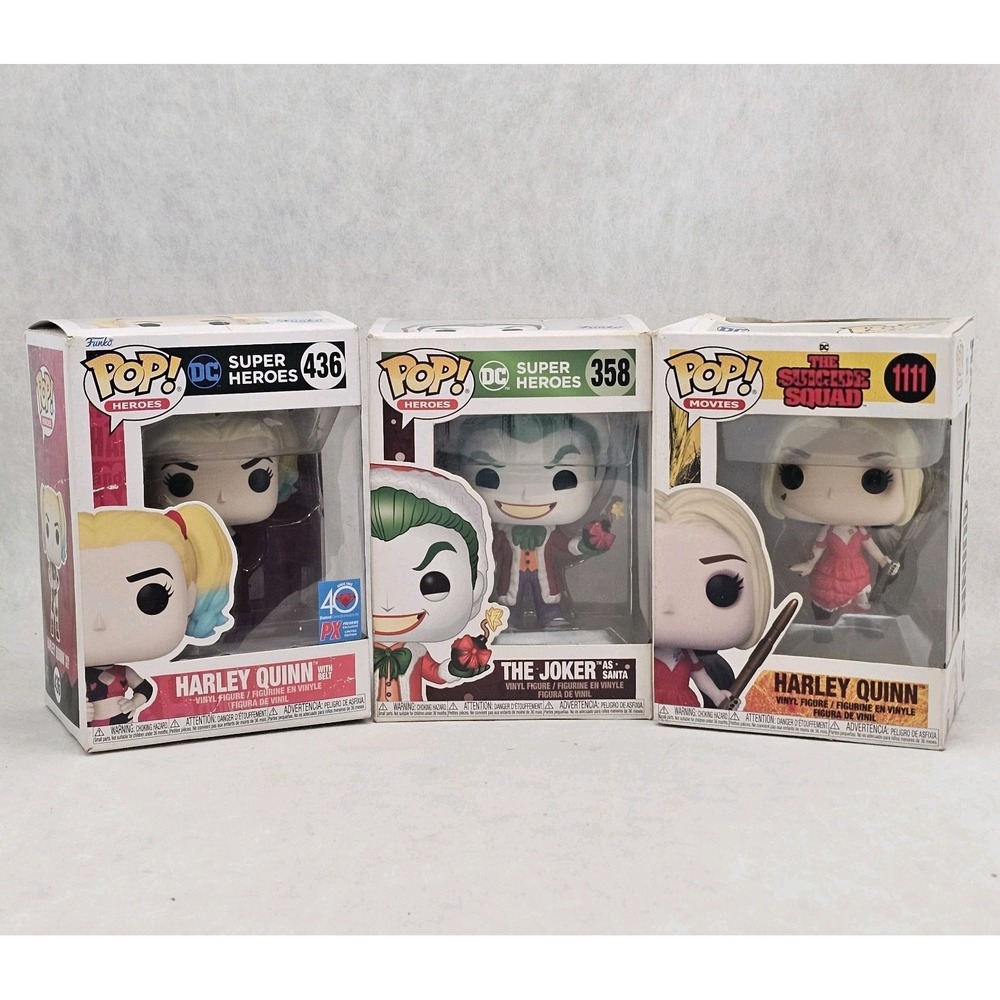 Funko Pop DC Suicide Squad Lot Harley Quinn #436 #1111  Joker As Santa #358